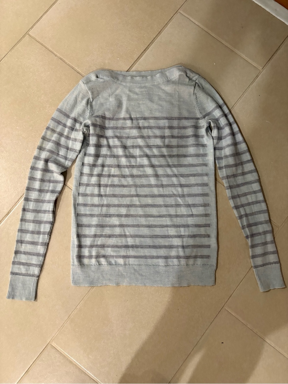 NWOT Jones & Co. New York 100% Merino Wool Striped Sweater Gray S office chic